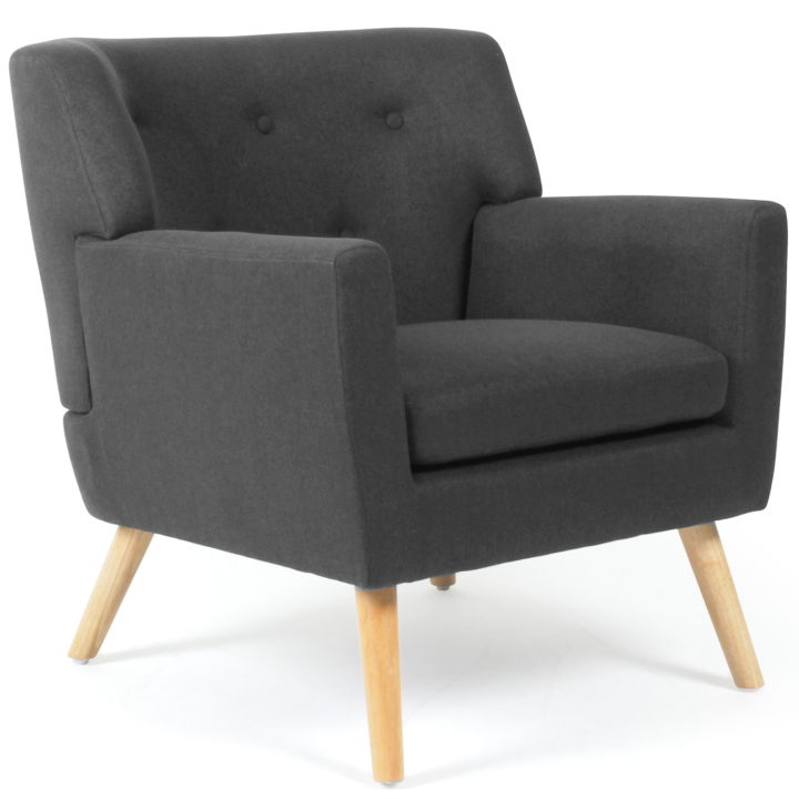 Fauteuil scandinave en tissu gris anthracite