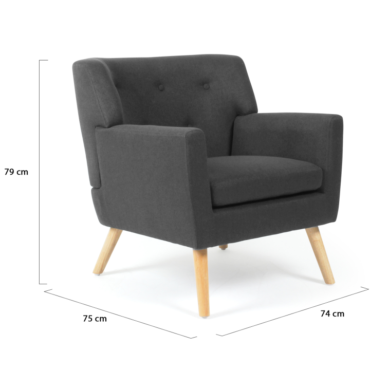 Fauteuil Scandinave gris anthracite pas cher | ID Market