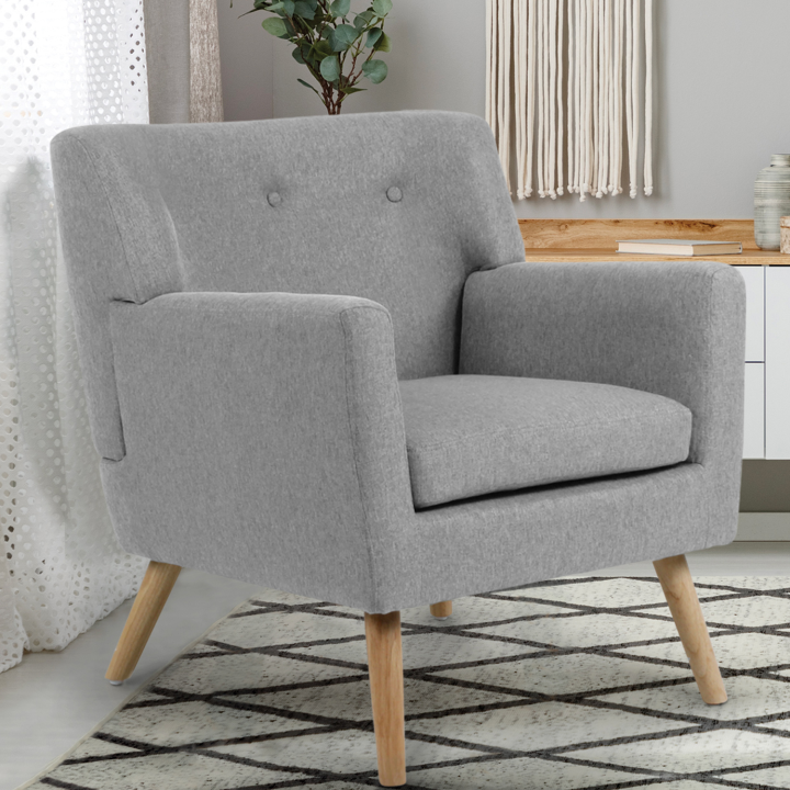 Fauteuil scandinave LIV en tissu gris chiné