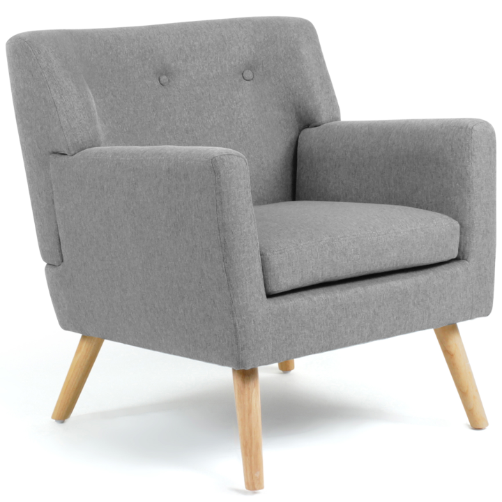 Fauteuil scandinave LIV en tissu gris chiné