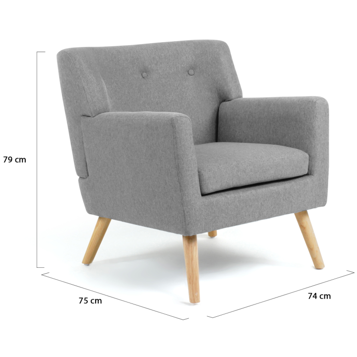 Fauteuil scandinave LIV en tissu gris chiné