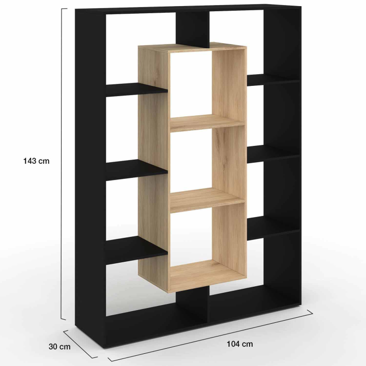 Estantería barata de madera y negro 143 cm - COLETTE | ID Market