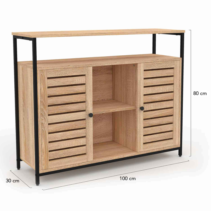 Buffet 2 portes persiennes 100 cm HALIFAX design industriel