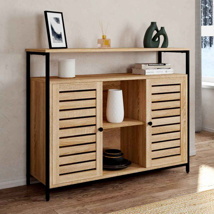 Buffet 2 portes persiennes 100 cm HALIFAX design industriel