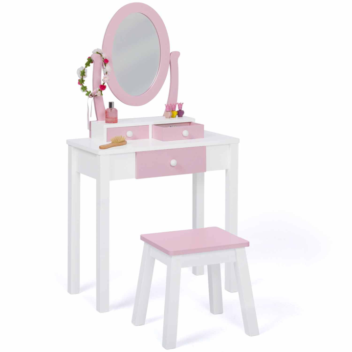 Coiffeuse enfant BETTANY avec miroir et tabouret