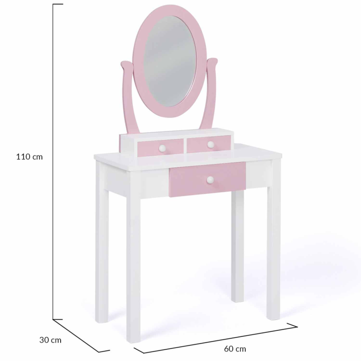 Coiffeuse enfant BETTANY avec miroir et tabouret