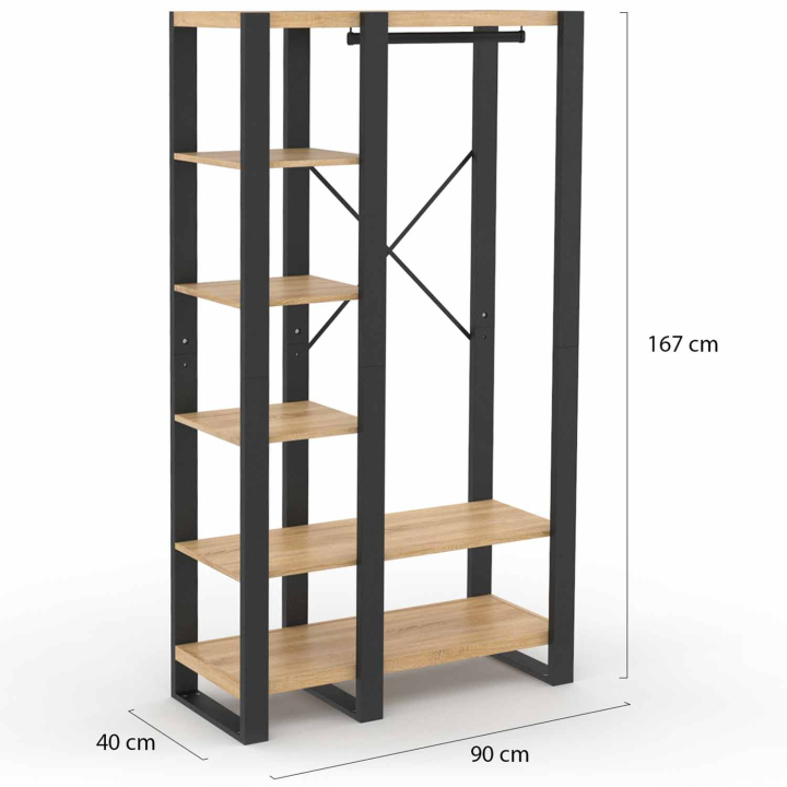 Dressing penderie étagère ONYX bois et noir