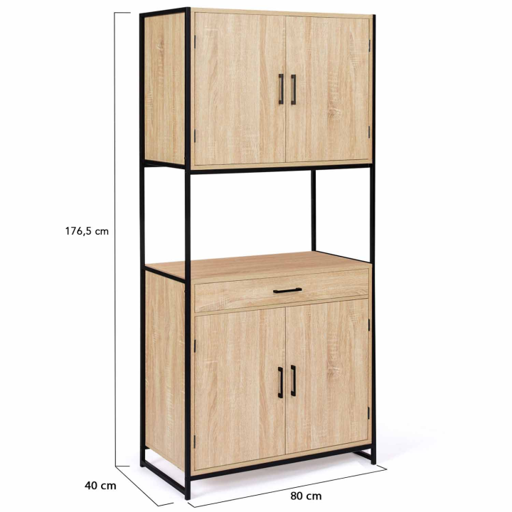 Aparador de cocina industrial 80cm 4 puertas 1 cajón - DETROIT | ID Market