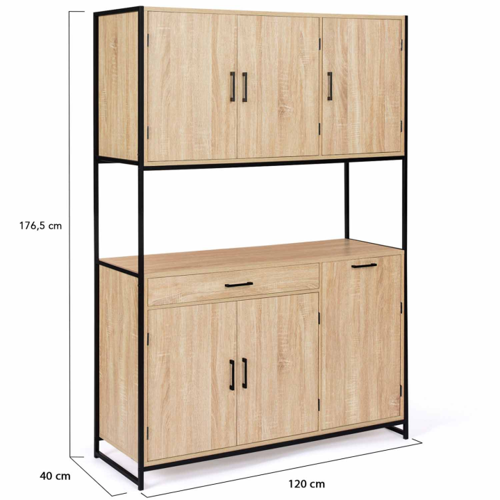 Aparador de cocina industrial 120cm 6 puertas 1 cajón - DETROIT | ID Market