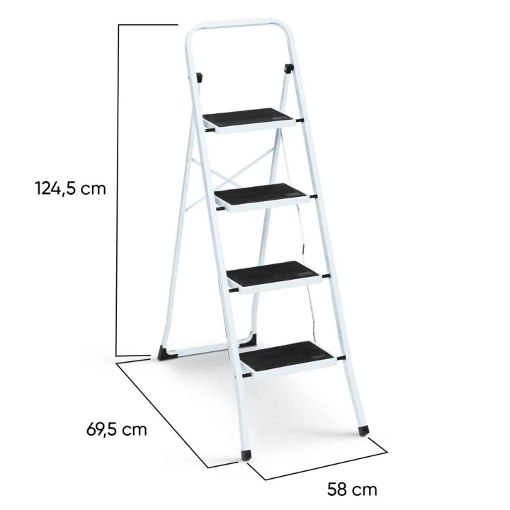 Escabeau pliable 4 marches antidérapantes avec garde corps, charge maximale 150kg