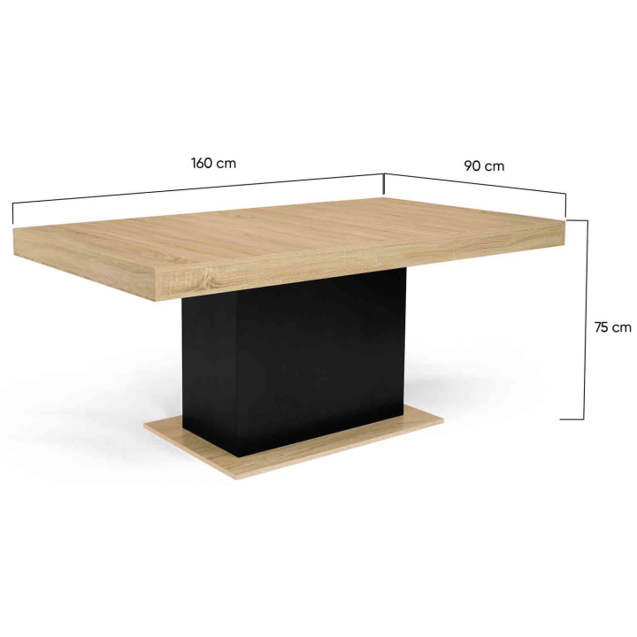 Table à manger rectangle EDEN 8 personnes bois et noir 160 cm