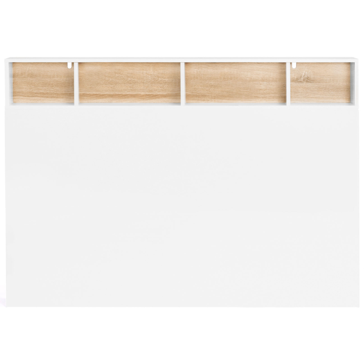 Tête de lit CLEO 145 CM avec rangements blanc et hêtre