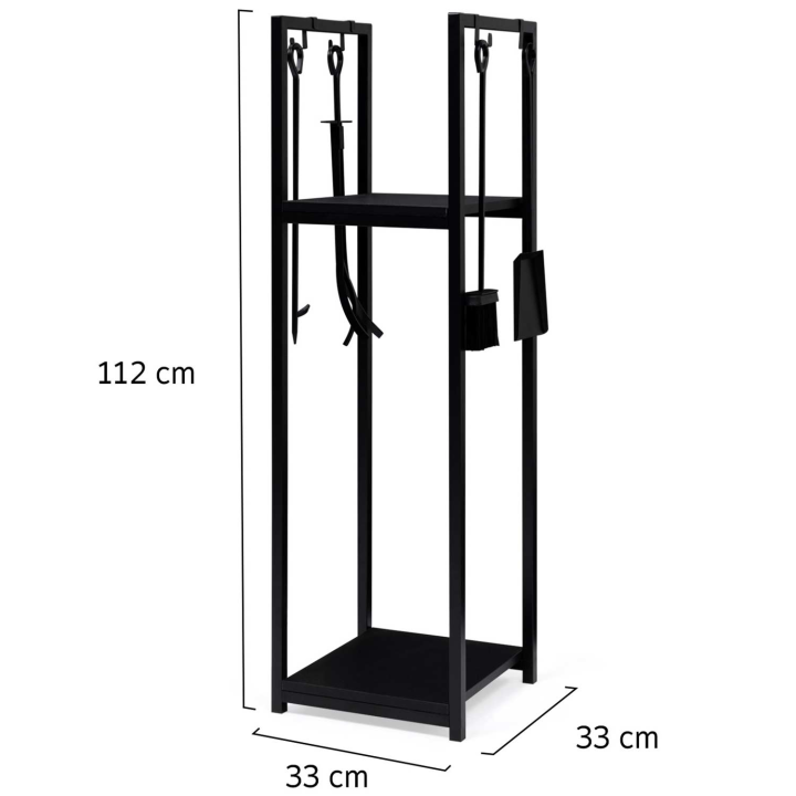 Juego de leña de acero negro 112 cm | ID Market