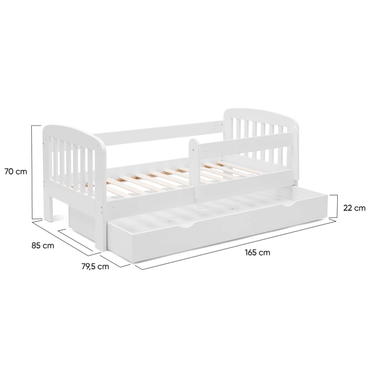 Lit enfant 80 x 160 cm LILIA avec 1 tiroir de rangement