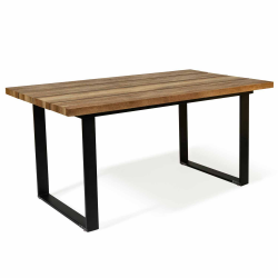 Mesa de comedor industrial de madera y metal 160 cm - BLANCA | ID Market