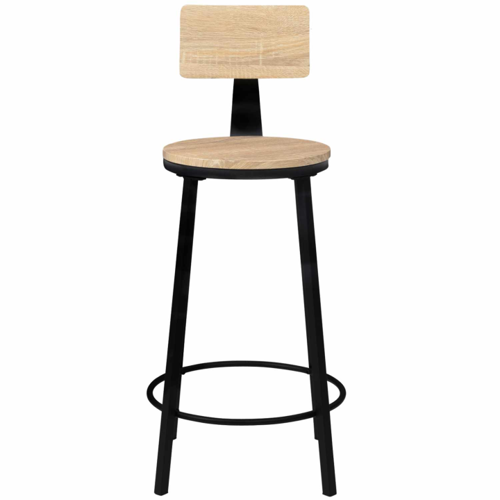 Lot de 4 tabourets de bar DETROIT assise ronde avec dossier design industriel