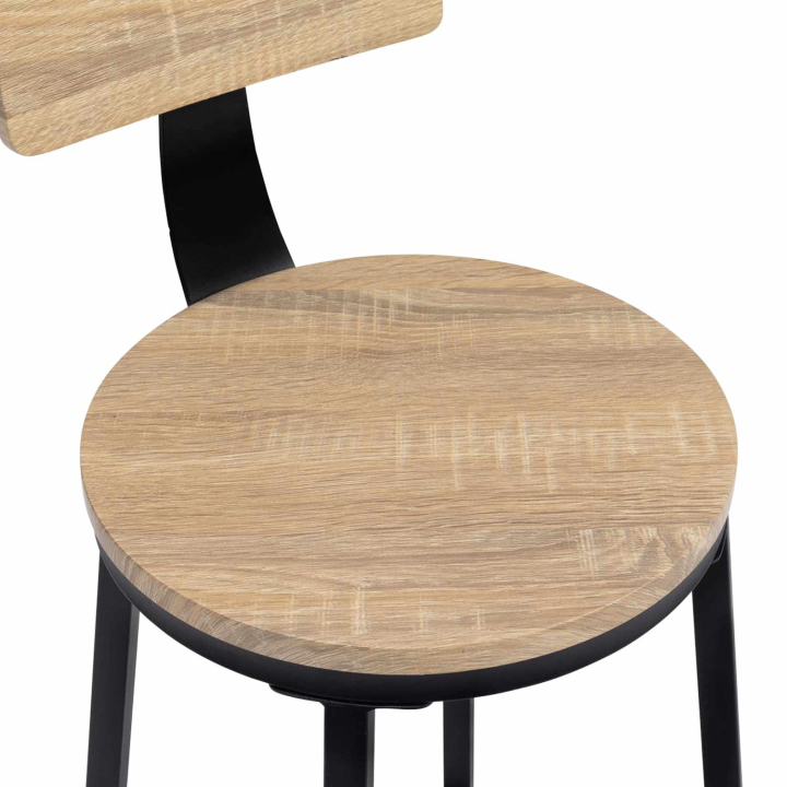 Lot de 4 tabourets de bar DETROIT assise ronde avec dossier design industriel