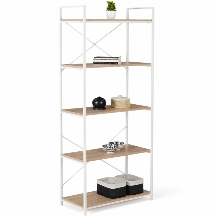 Etagère 5 niveaux DETROIT 170cm design industriel métal blanc