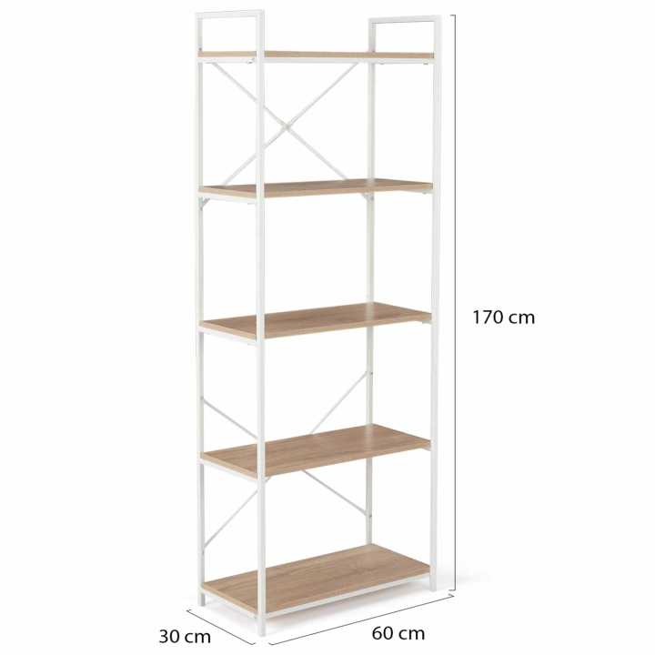 Etagère 5 niveaux DETROIT 170cm design industriel métal blanc