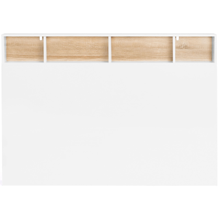 Tête de lit CLEO 165 CM avec rangements blanc et hêtre