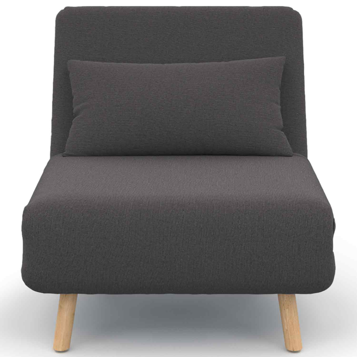 Fauteuil convertible ROMEO lit d'appoint 1 place 80x190 cm tissu gris anthracite