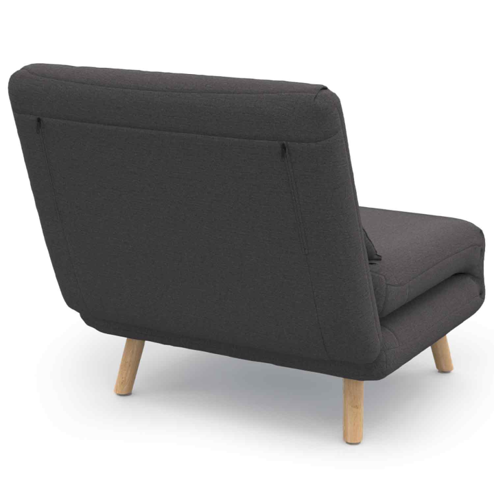 Fauteuil convertible ROMEO lit d'appoint 1 place 80x190 cm tissu gris anthracite