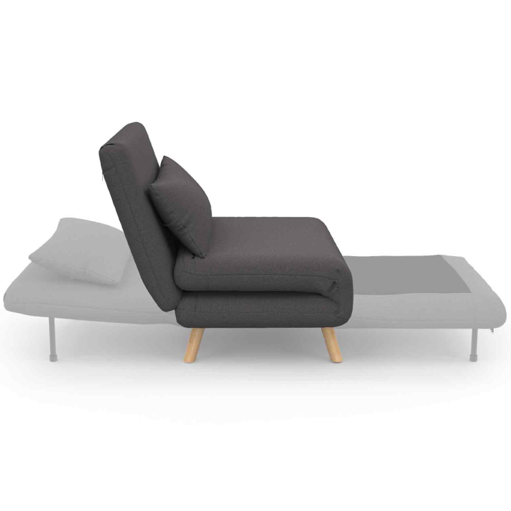 Fauteuil convertible ROMEO lit d'appoint 1 place 80x190 cm tissu gris anthracite