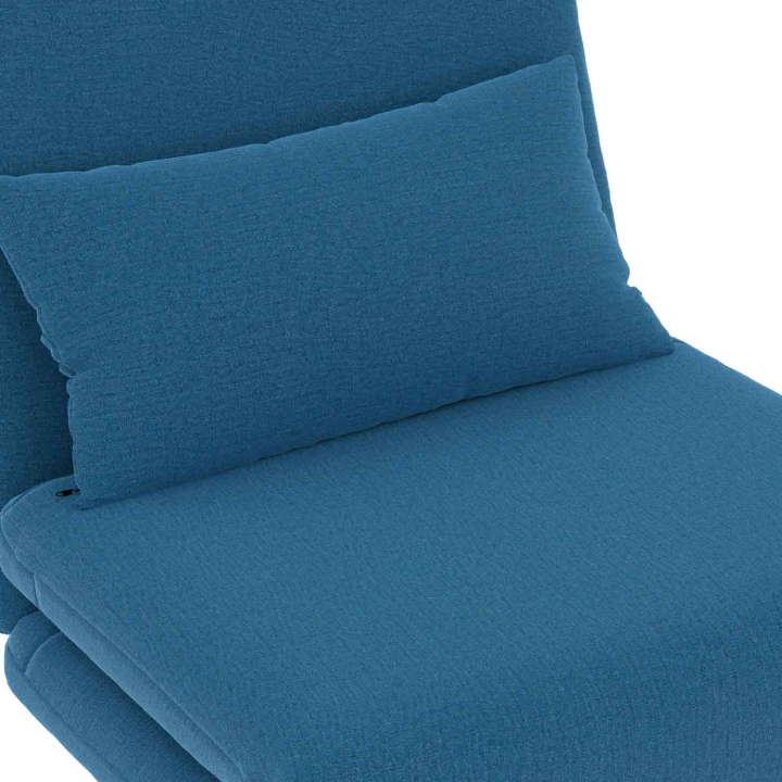 Fauteuil convertible ROMEO lit d'appoint 1 place 80x190 cm tissu bleu canard