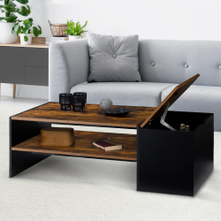 Mesa de centro de madera oscura y negra - IZIA | ID Market