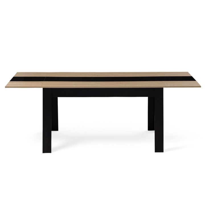 Mesa de comedor extensible 6-10 personas imitación haya y negro - GEORGIA | ID Market