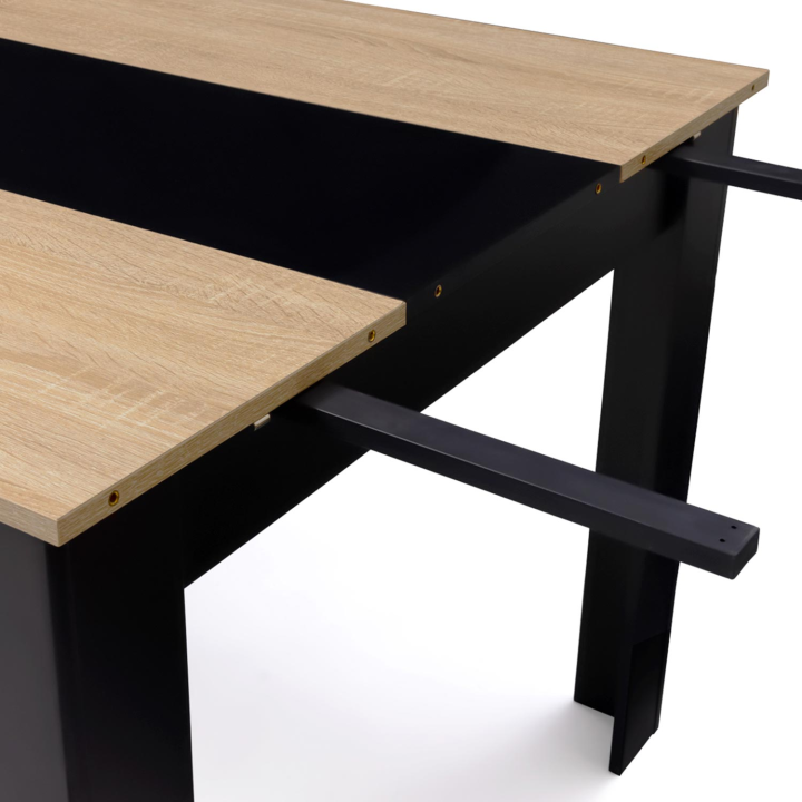 Mesa de comedor extensible 6-10 personas imitación haya y negro - GEORGIA | ID Market