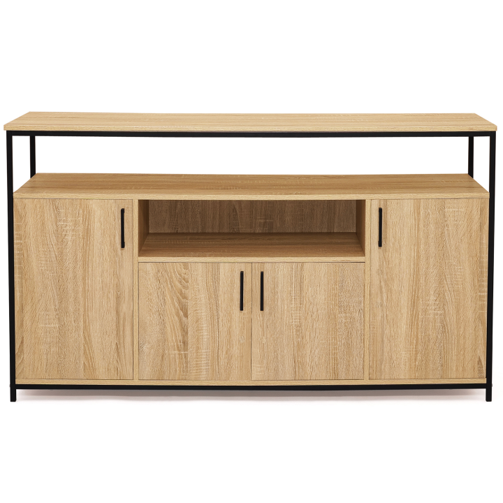 Buffet 4 portes 140 cm DETROIT avec niche design industriel