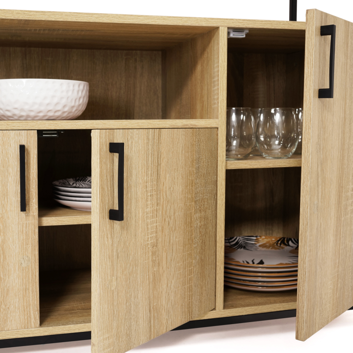 Buffet 4 portes 140 cm DETROIT avec niche design industriel