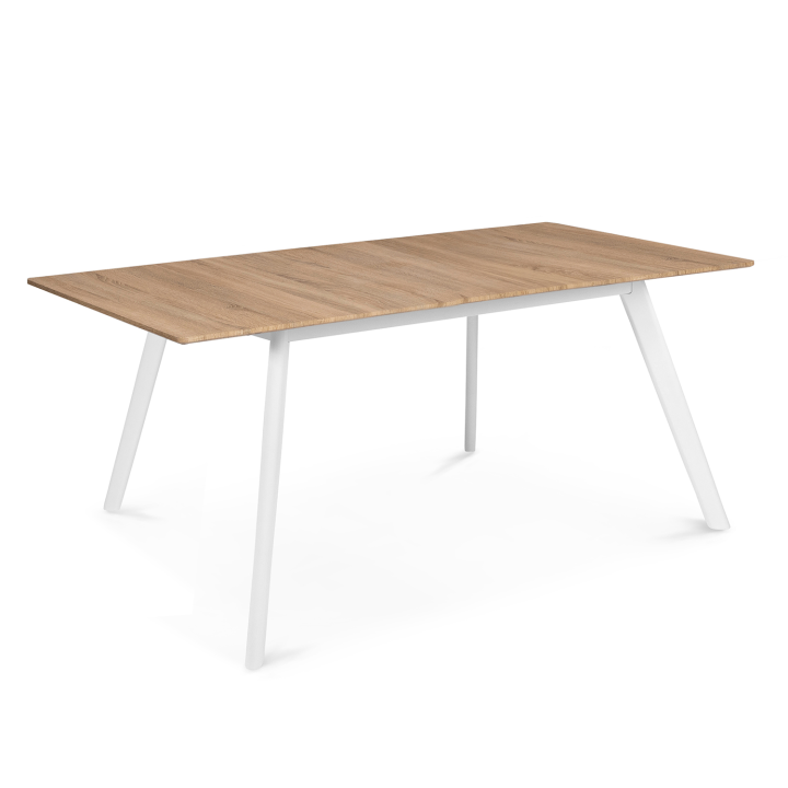 Mesa extensible escandinava con tablero de madera y patas blancas baratas - INGA | ID Market