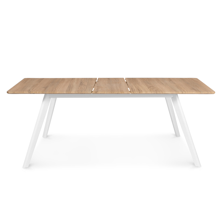 Mesa extensible escandinava con tablero de madera y patas blancas baratas - INGA | ID Market