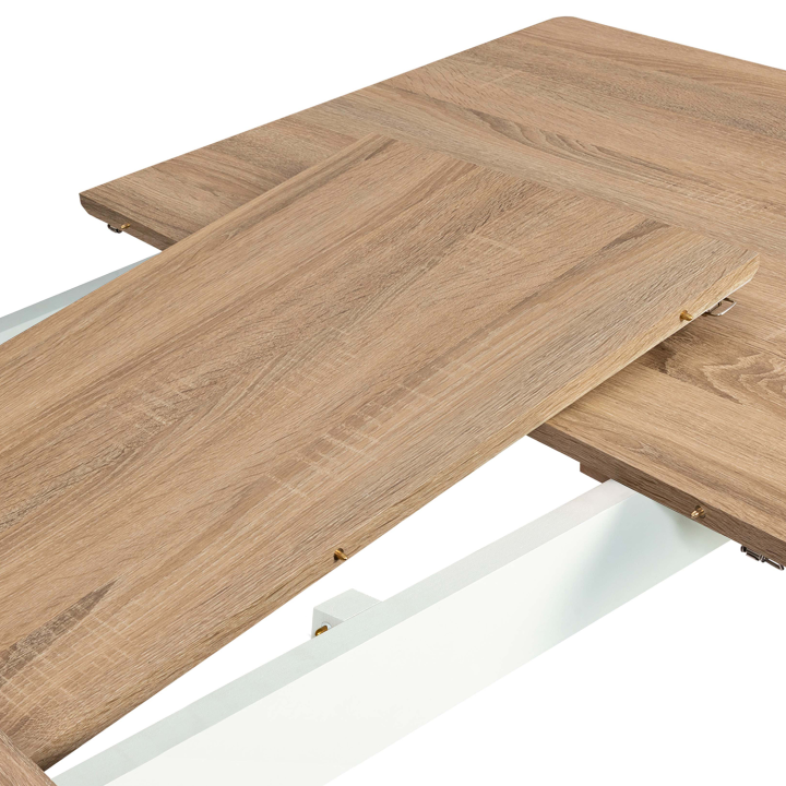 Mesa extensible escandinava con tablero de madera y patas blancas baratas - INGA | ID Market