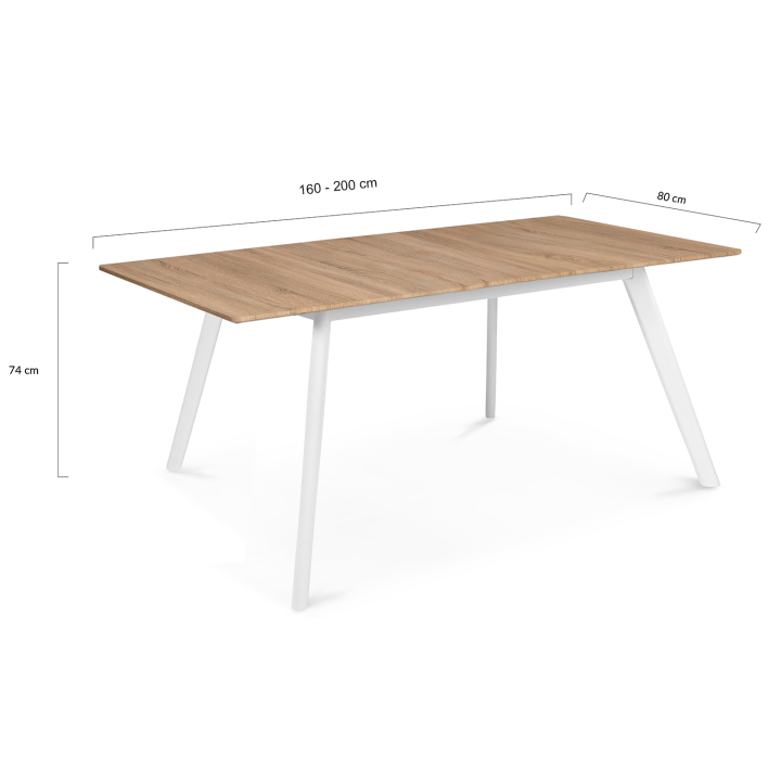 Mesa extensible escandinava con tablero de madera y patas blancas baratas - INGA | ID Market