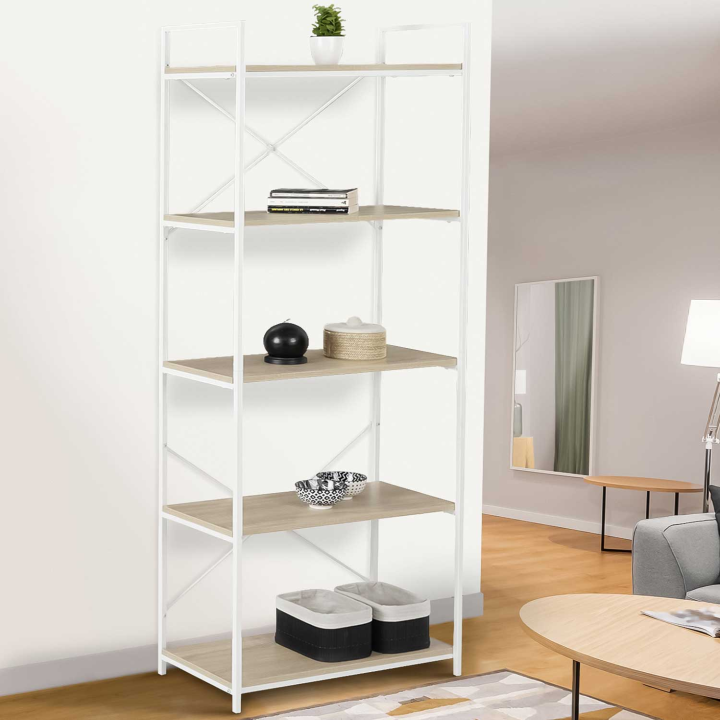 Etagère 5 niveaux DETROIT 170cm design industriel métal blanc