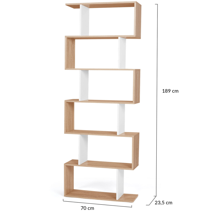 Etagère bibliothèque SOFIA bois et blanc 189cm