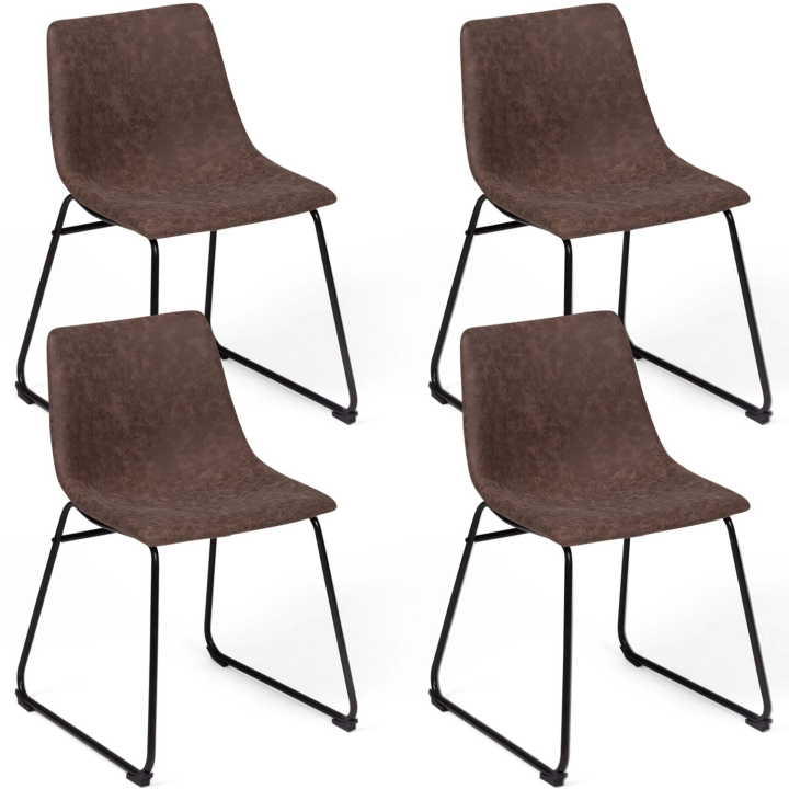 Lot de 4 chaises TRAVIS pied papillon marron vintage pour salle à manger