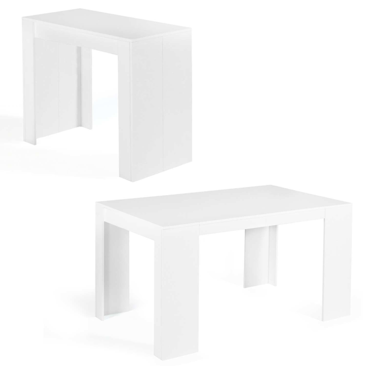 Table console extensible ORLANDO 6 personnes 140 cm bois blanc