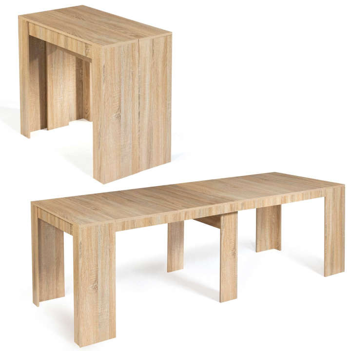 Table console extensible ORLANDO 10 personnes 235 cm bois façon hêtre