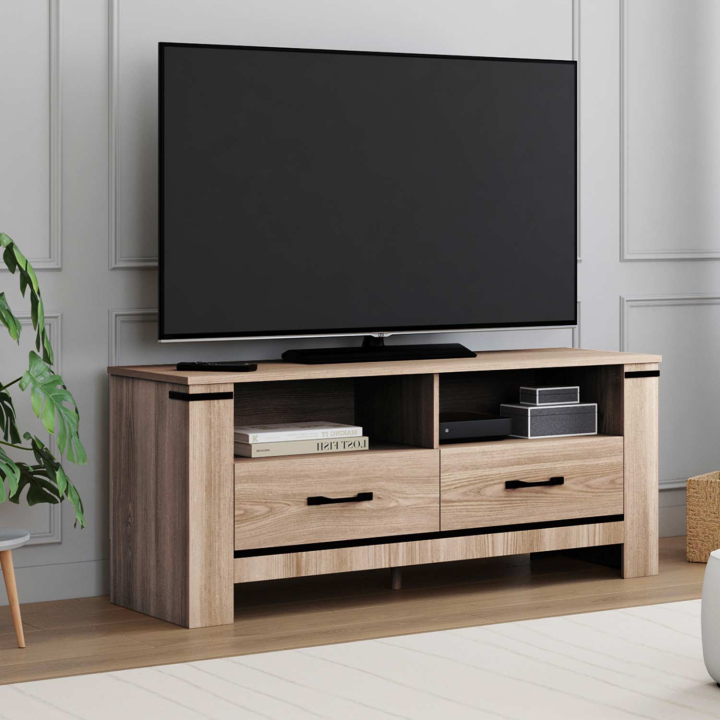 Meuble TV 113 cm IDAHO 2 tiroirs design contemporain