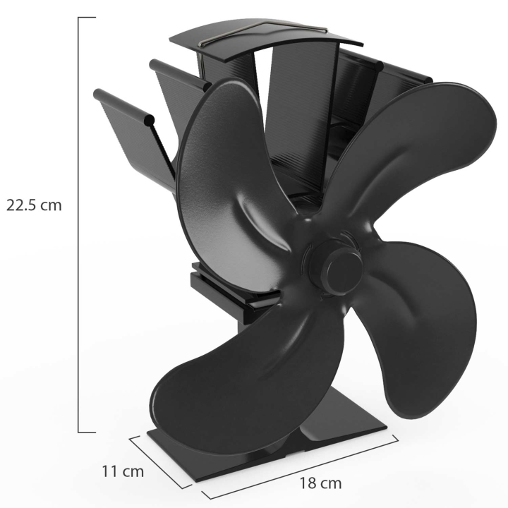 Ventilateur poêle à bois 4 pales silencieux et écologique pour cheminée