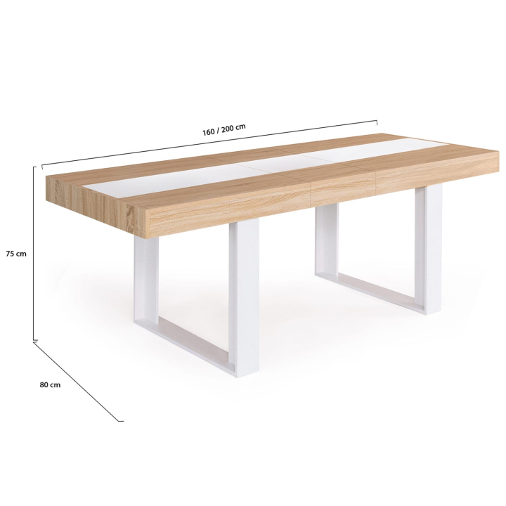 Mesa de comedor extensible madera y blanco 6-10 personas - PHOENIX | ID Market