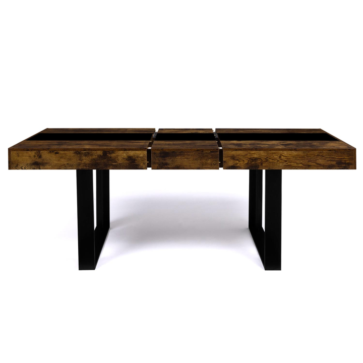 Mesa de comedor extensible en madera efecto envejecido y negro para 6-10 personas - PHOENIX | ID Market