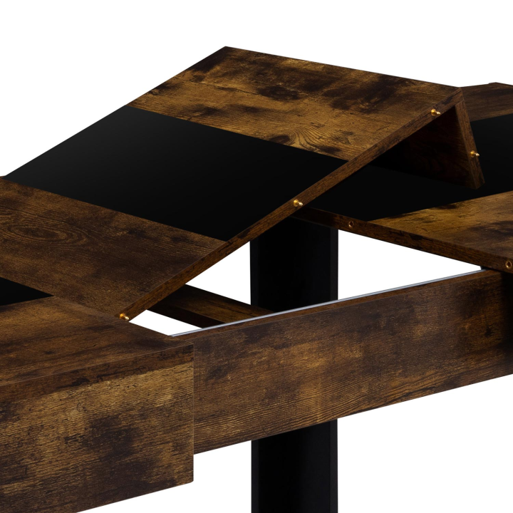 Mesa de comedor extensible en madera efecto envejecido y negro para 6-10 personas - PHOENIX | ID Market