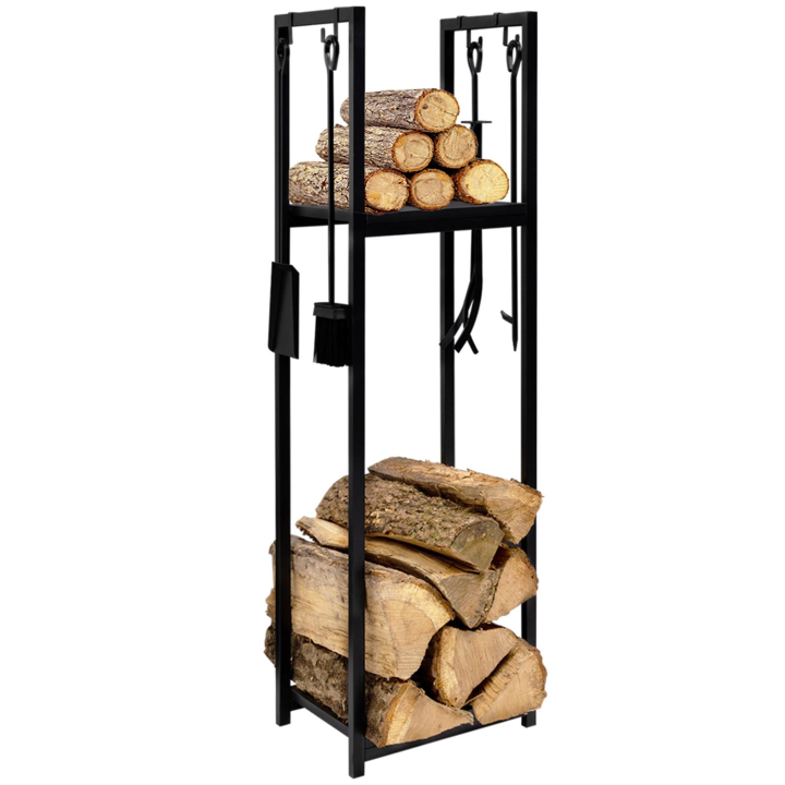 Range bûches vertical avec accessoires 2 étagères H.112 CM