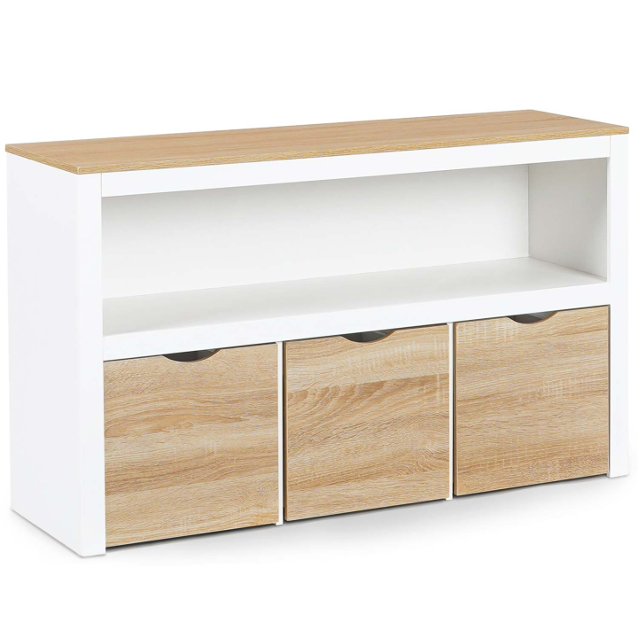 Mueble de almacenaje infantil de 3 cajones en blanco y haya - MANA | ID Market