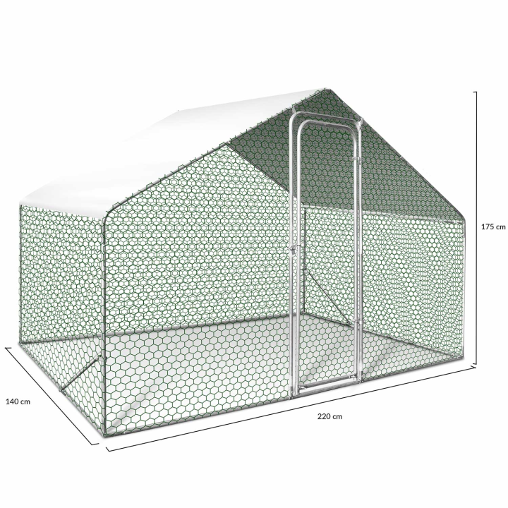 Enclos poulailler 3 m² parc grillagé 2,20x1,4 M acier galvanisé